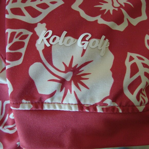 Rolo Golf Polo Shirt Raspberry Hawaiian Floral Print Short Sleeve Size XXL - Picture 12 of 12